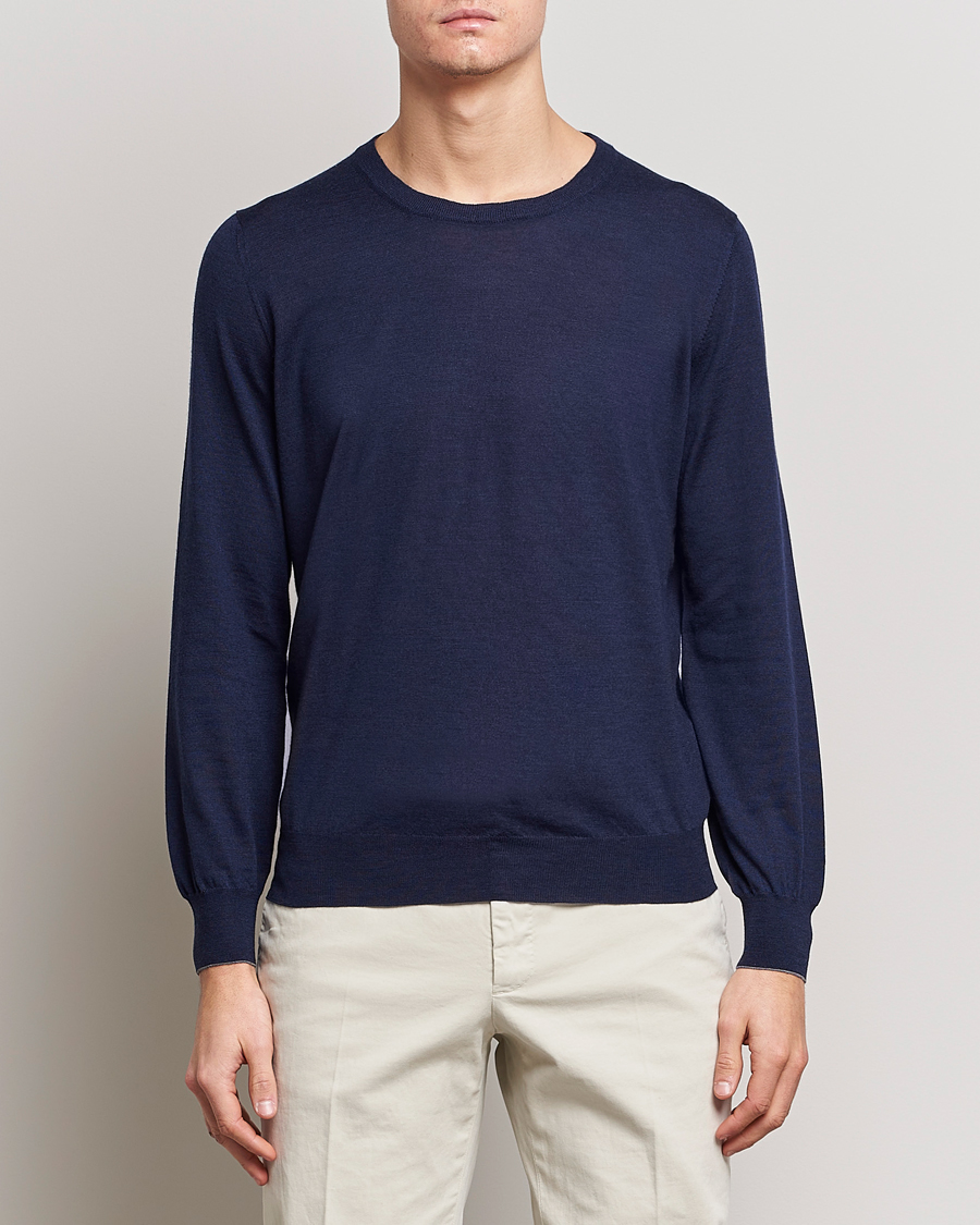 Herr | Pullover rundhals | Brunello Cucinelli | Cashmere/Wool Crew Neck Sweater Navy