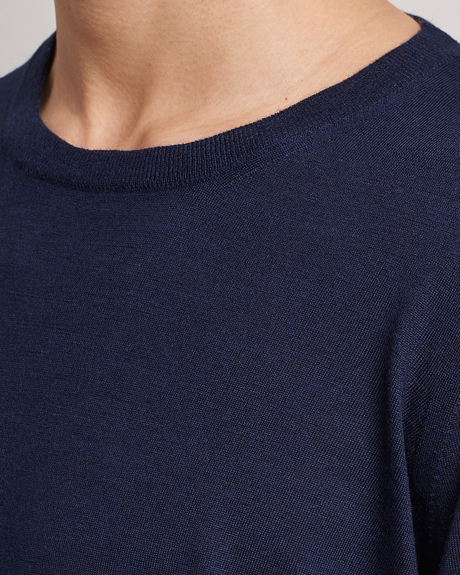 Herr | Tröjor | Brunello Cucinelli | Cashmere/Wool Crew Neck Sweater Navy