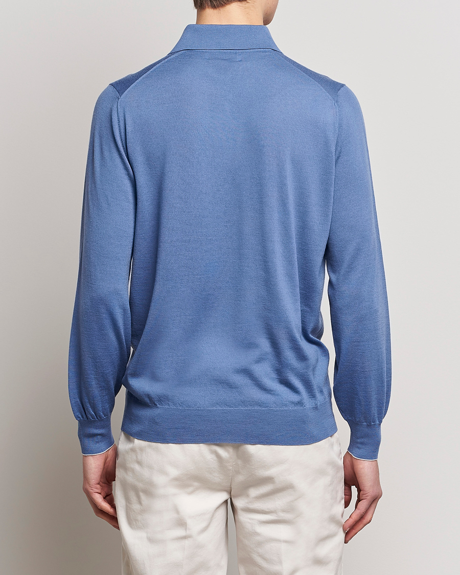 Herr | Tröjor | Brunello Cucinelli | Cashmere/Wool Knitted Polo Oxford Blue
