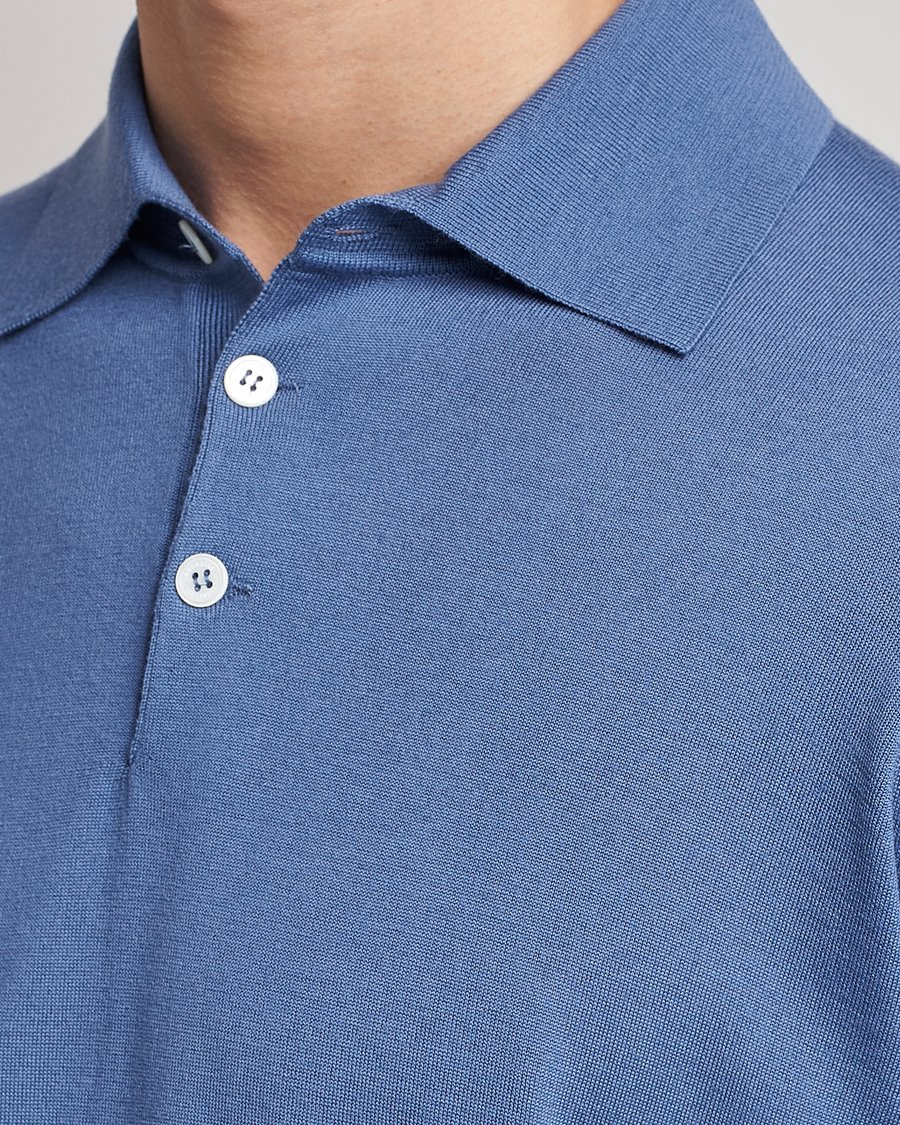 Herr | Tröjor | Brunello Cucinelli | Cashmere/Wool Knitted Polo Oxford Blue