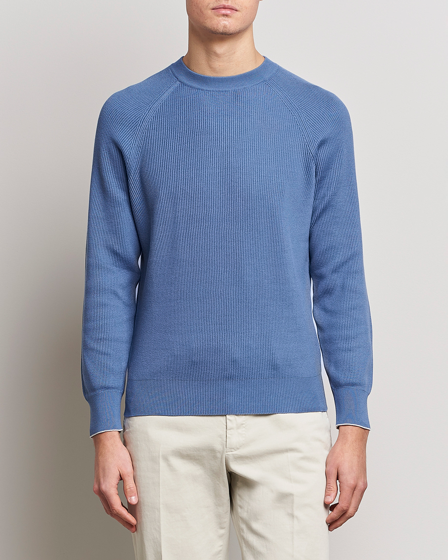 Herr | Brunello Cucinelli | Brunello Cucinelli | Rib Stitch Crew Neck Sweater Oxford Blue