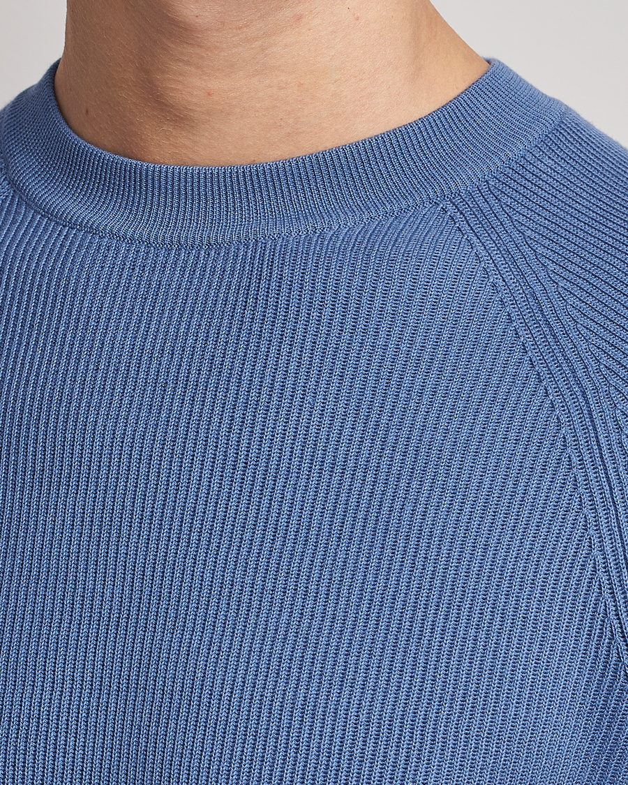 Herr | Tröjor | Brunello Cucinelli | Rib Stitch Crew Neck Sweater Oxford Blue