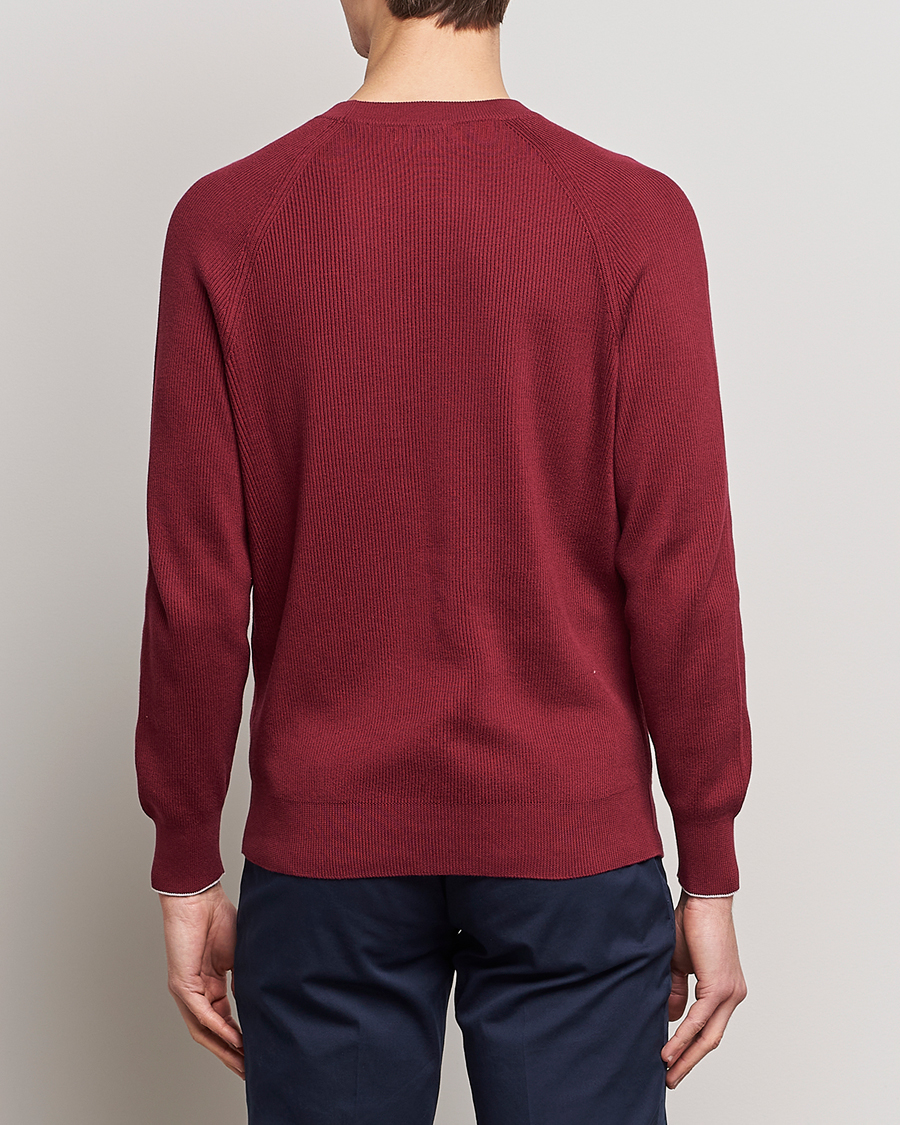 Herr | Tröjor | Brunello Cucinelli | Rib Stitch Crew Neck Sweater Burgundy