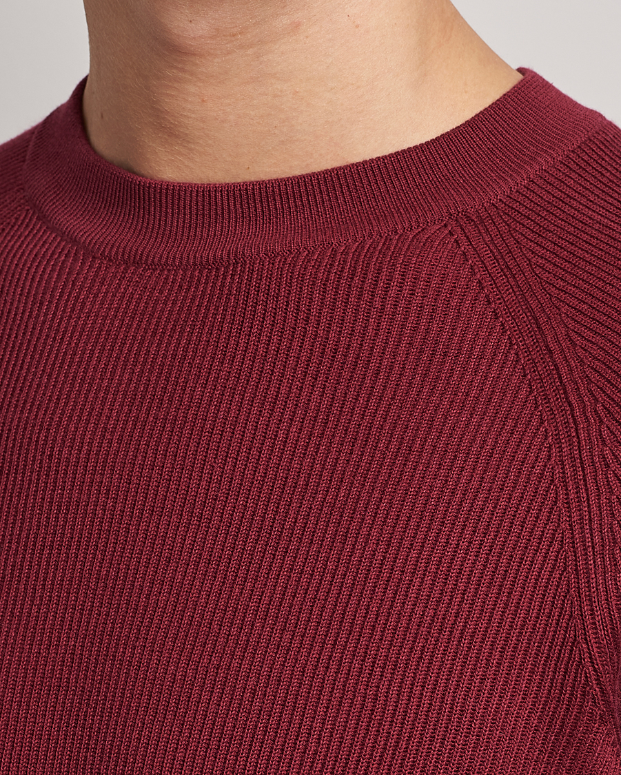 Herr | Tröjor | Brunello Cucinelli | Rib Stitch Crew Neck Sweater Burgundy