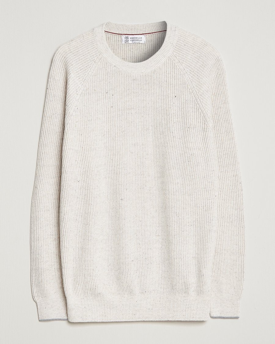 Herr | Tröjor | Brunello Cucinelli | Chine Rib Sweater Light Beige
