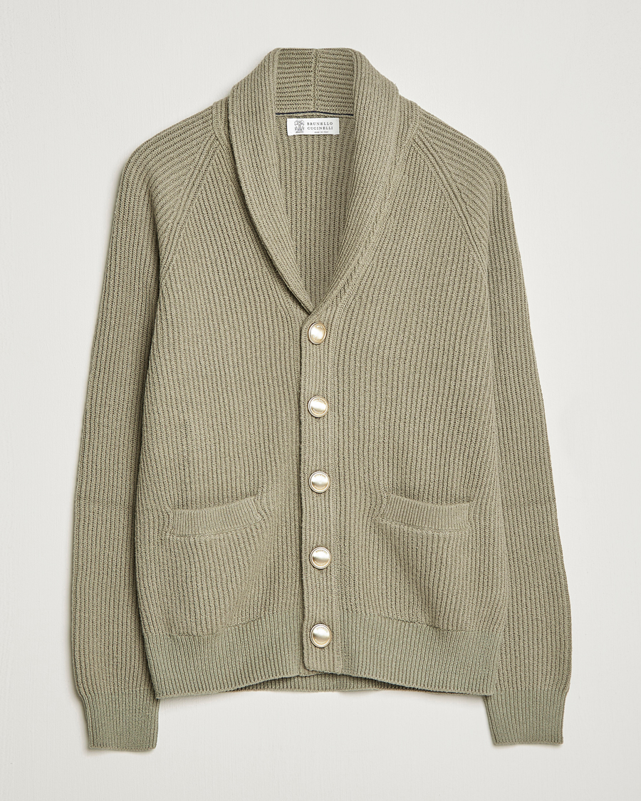Herr | Tröjor | Brunello Cucinelli | Heavy Rib Cardigan Olive