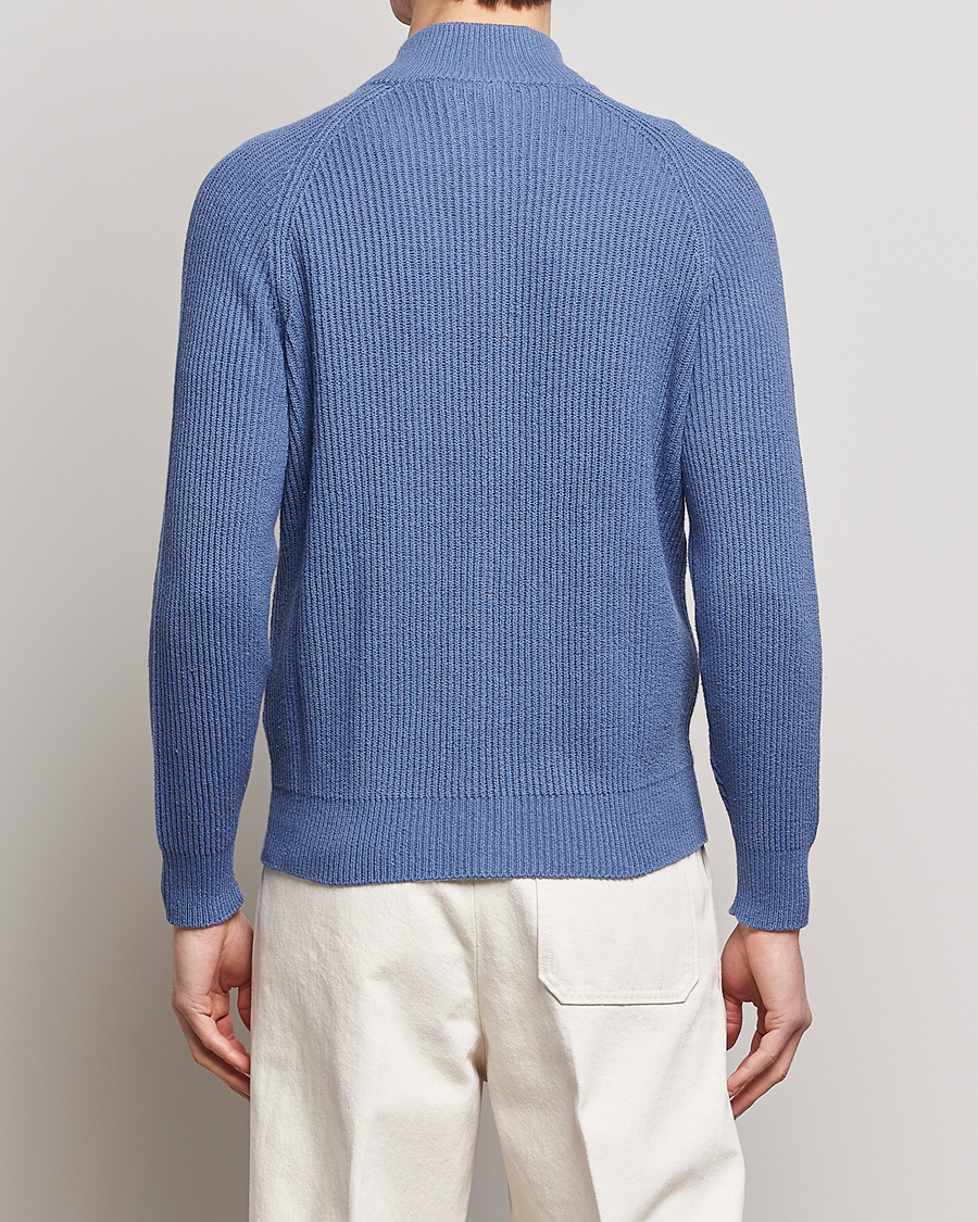 Herr | Tröjor | Brunello Cucinelli | Heavy Zip Sweater Oxford Blue