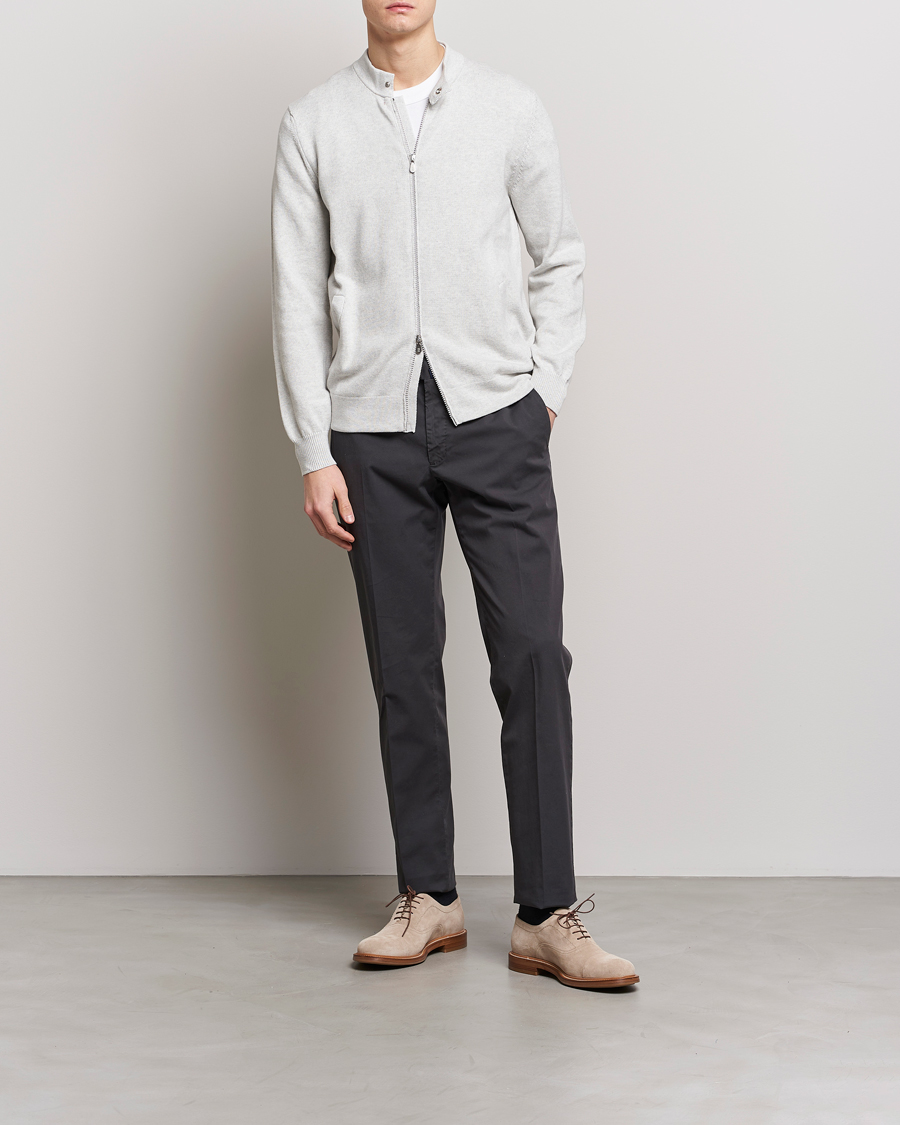 Herr | Tröjor | Brunello Cucinelli | Knitted Zip Blouson Pearl Grey