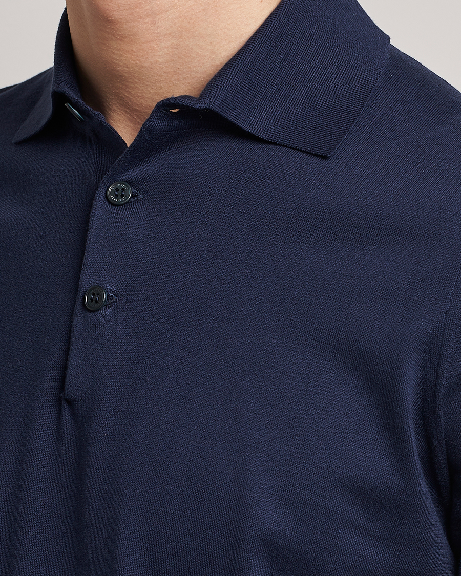 Herr | Pikéer | Brunello Cucinelli | Short Sleeve Knitted Polo Navy