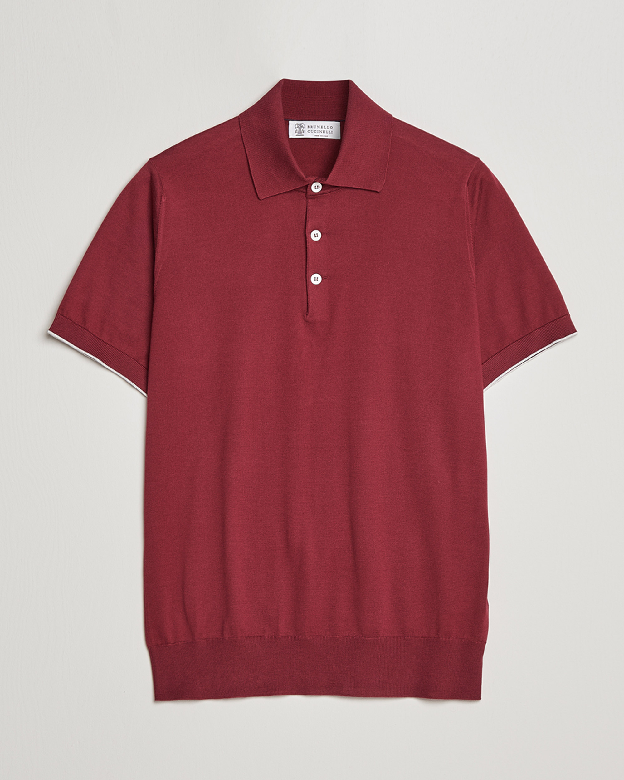 Herr | Pikéer | Brunello Cucinelli | Short Sleeve Knitted Polo Burgundy