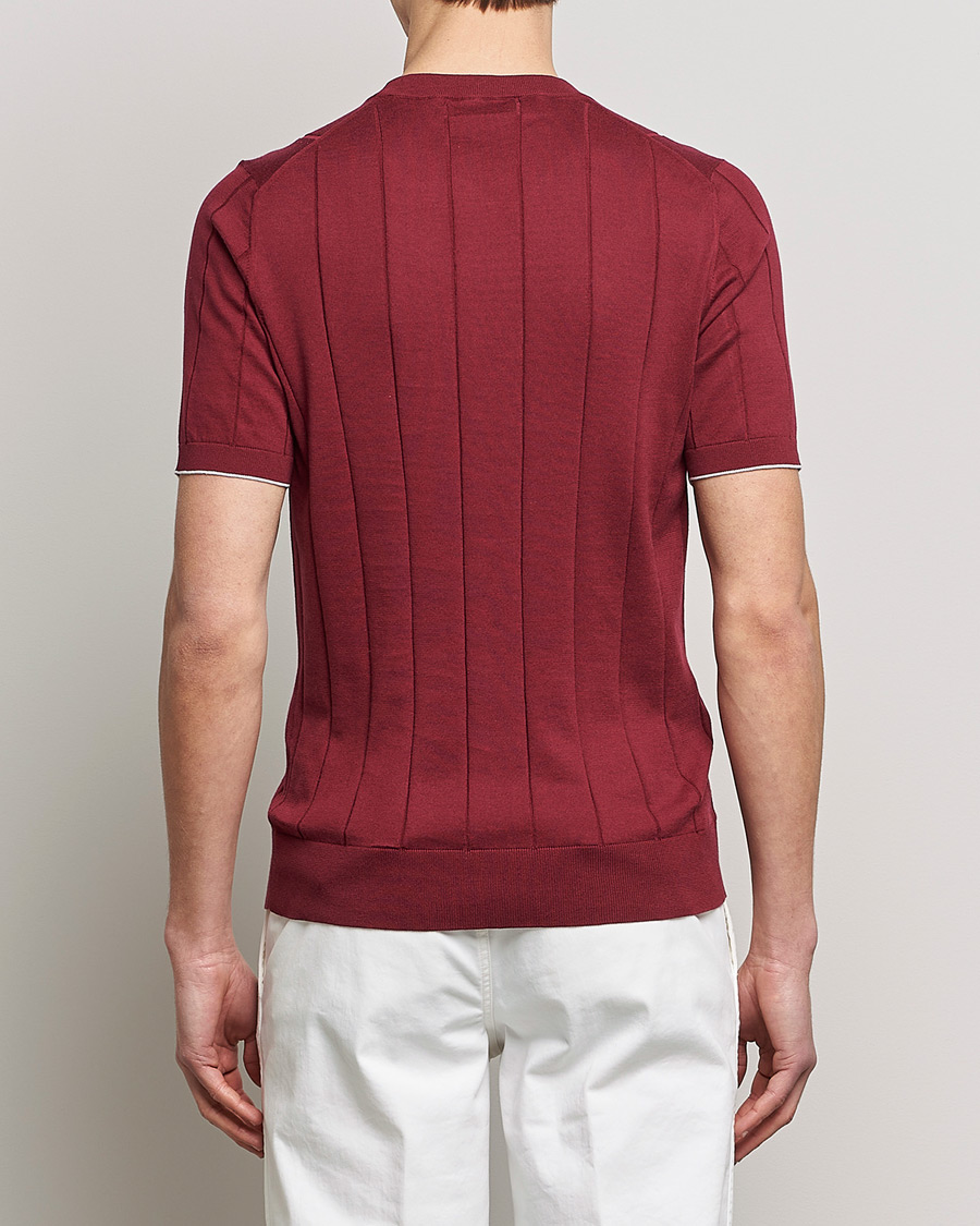 Herr | T-Shirts | Brunello Cucinelli | Rib Knitted T-Shirt Burgundy