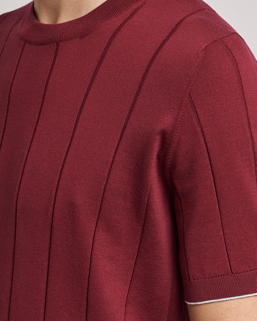 Herr | T-Shirts | Brunello Cucinelli | Rib Knitted T-Shirt Burgundy