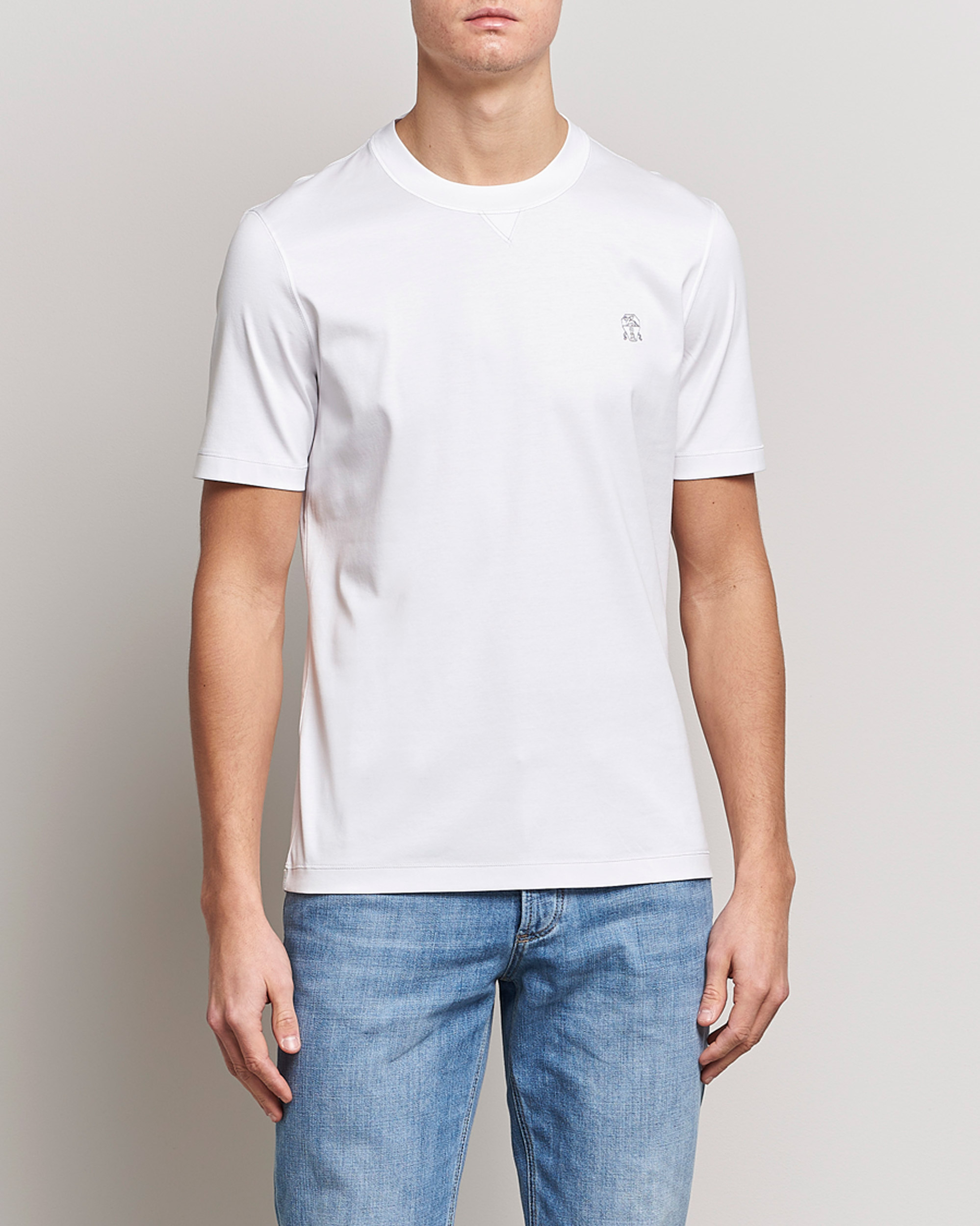Herr | Brunello Cucinelli | Brunello Cucinelli | Short Sleeve Logo T-shirt White