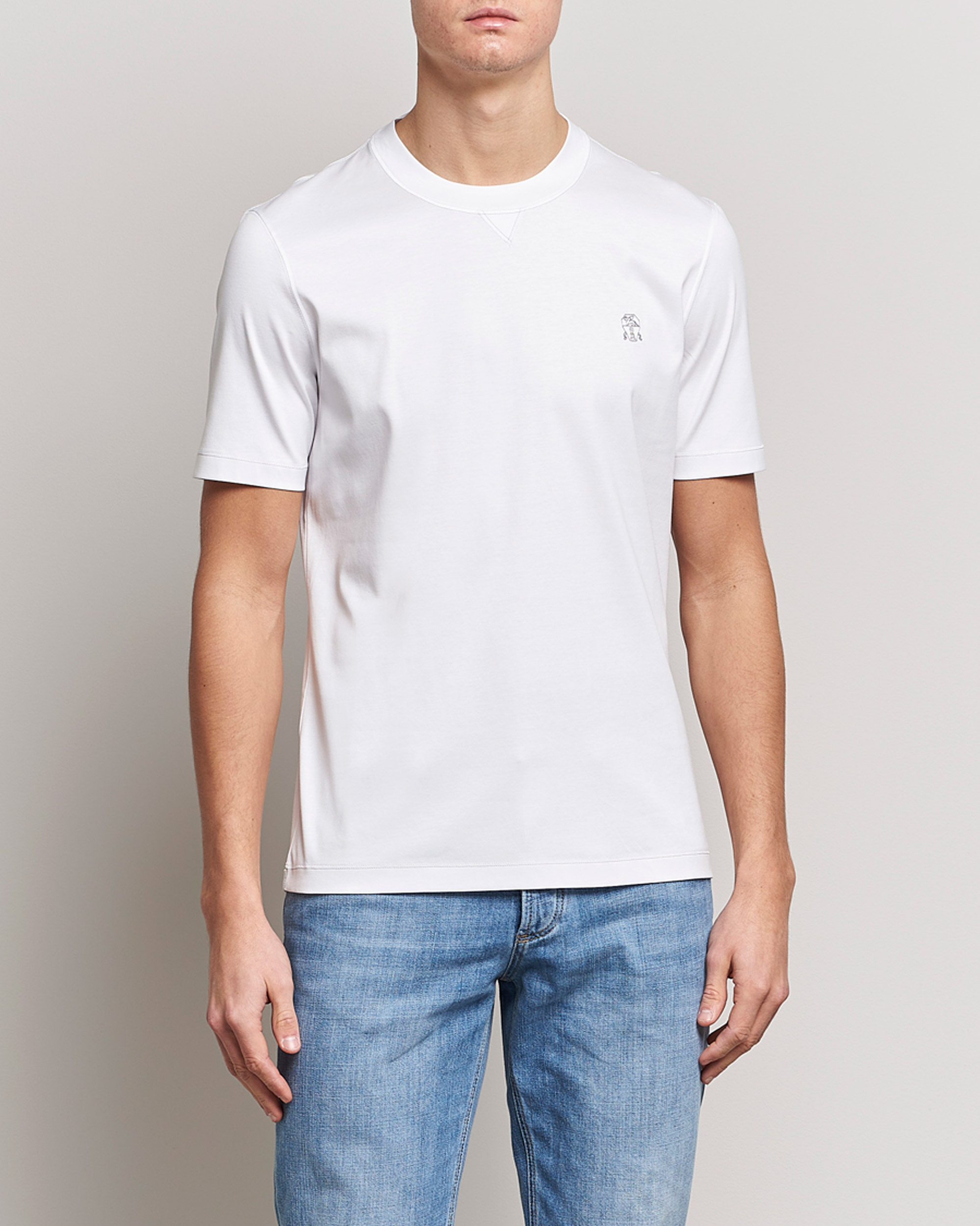 Herr | T-Shirts | Brunello Cucinelli | Short Sleeve Logo T-shirt White