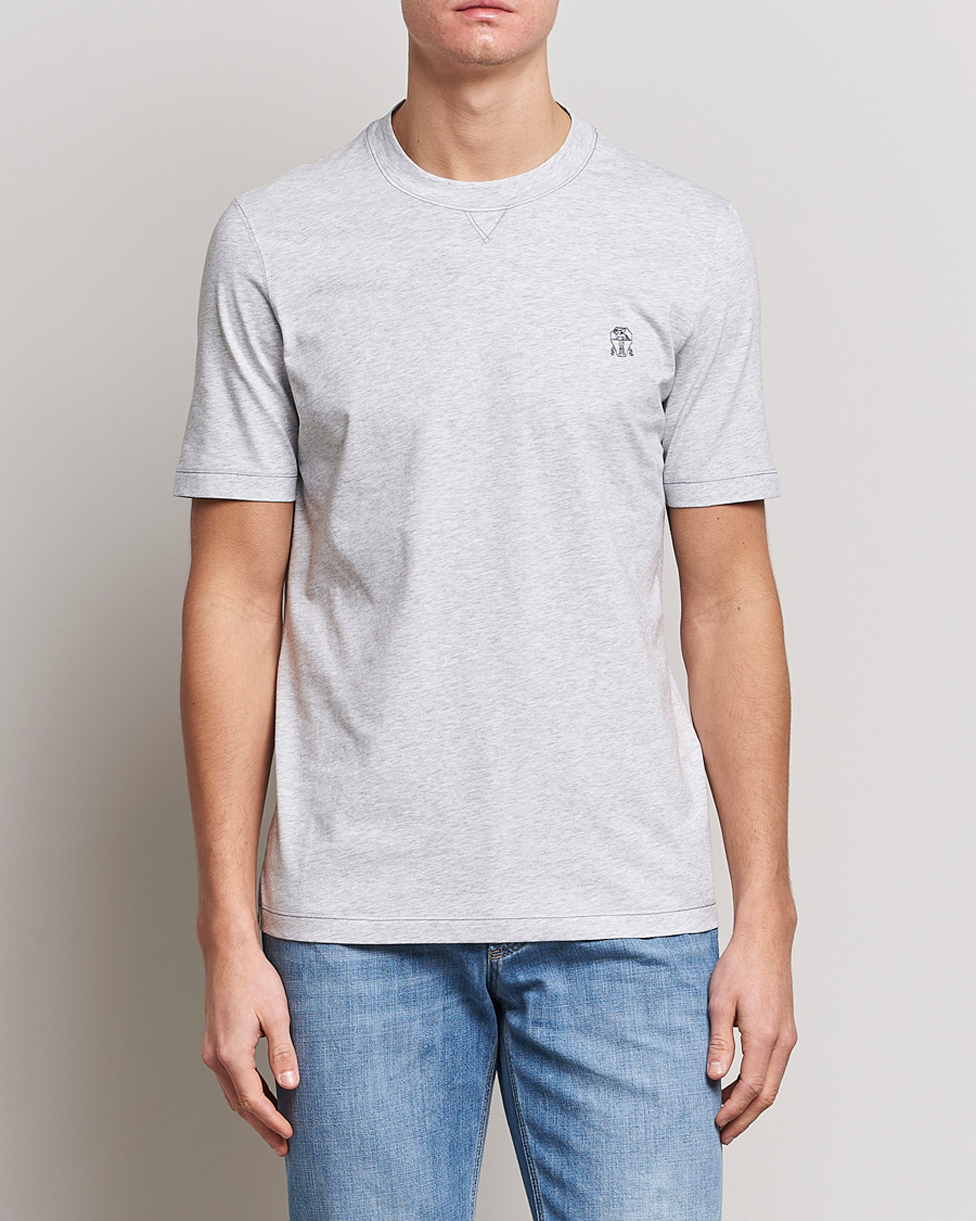 Herr | Brunello Cucinelli | Brunello Cucinelli | Short Sleeve Logo T-shirt Light Grey