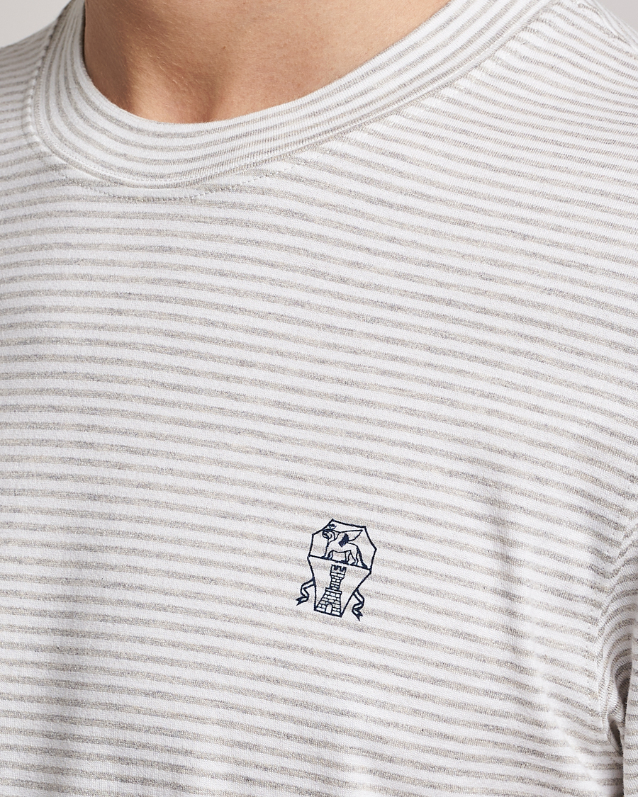Herr | T-Shirts | Brunello Cucinelli | Short Sleeve Striped T-Shirt Light Grey