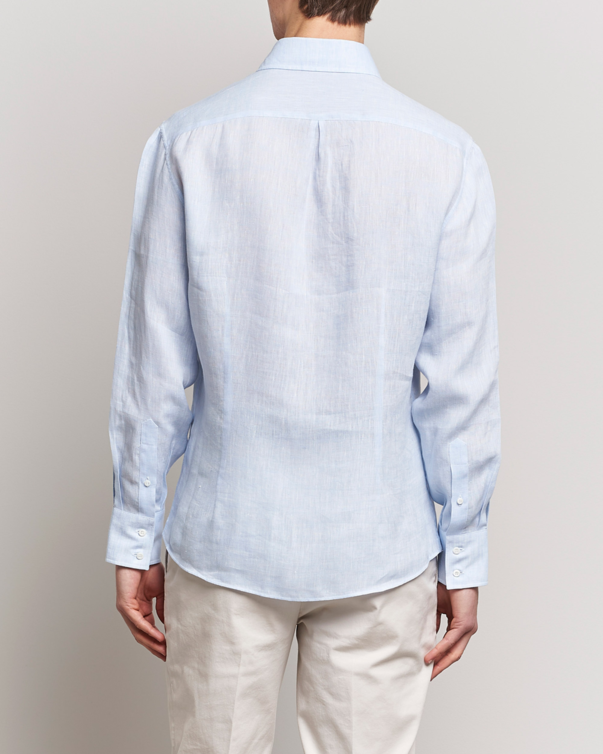 Herr | Skjortor | Brunello Cucinelli | Slim Fit Linen Sport Shirt Light Blue