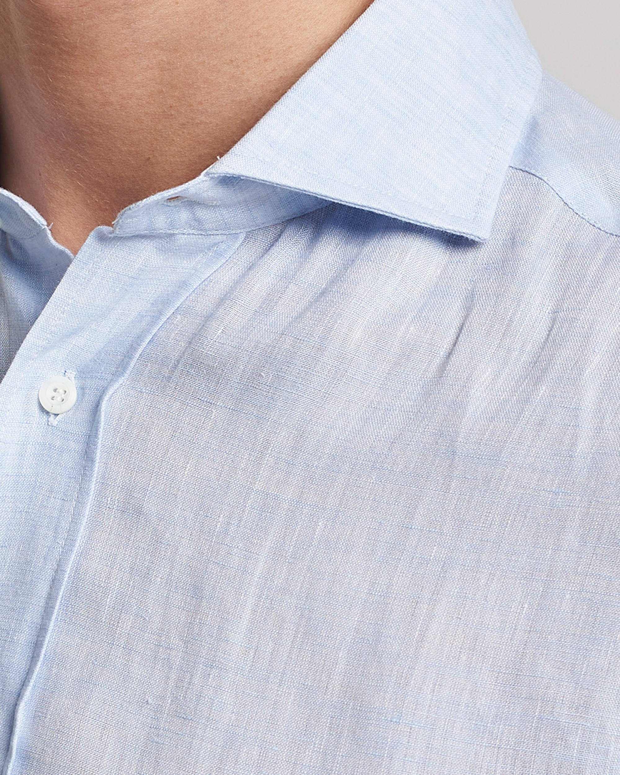 Herr | Skjortor | Brunello Cucinelli | Slim Fit Linen Sport Shirt Light Blue