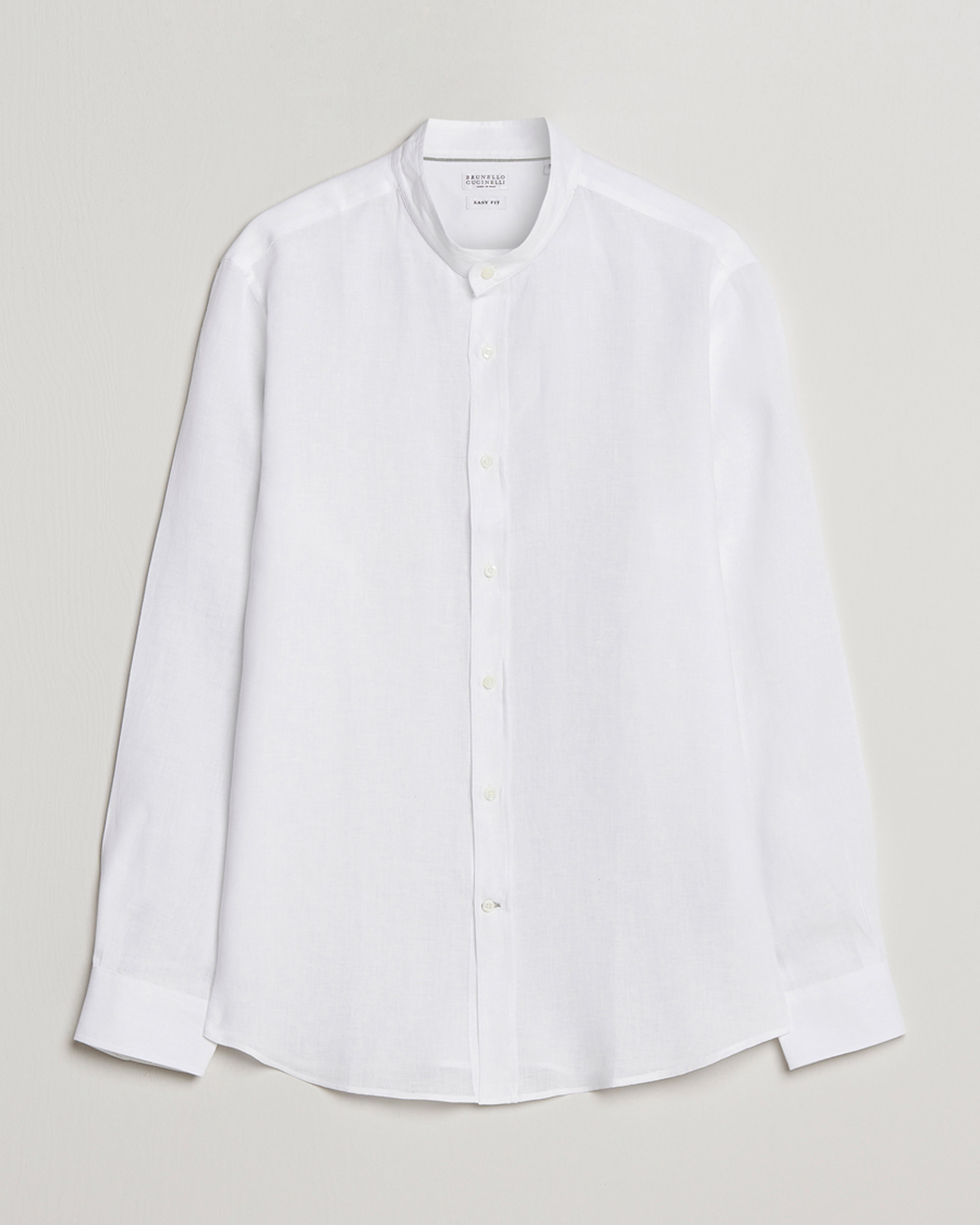 Herr | Skjortor | Brunello Cucinelli | Linen Guru Collar Shirt White