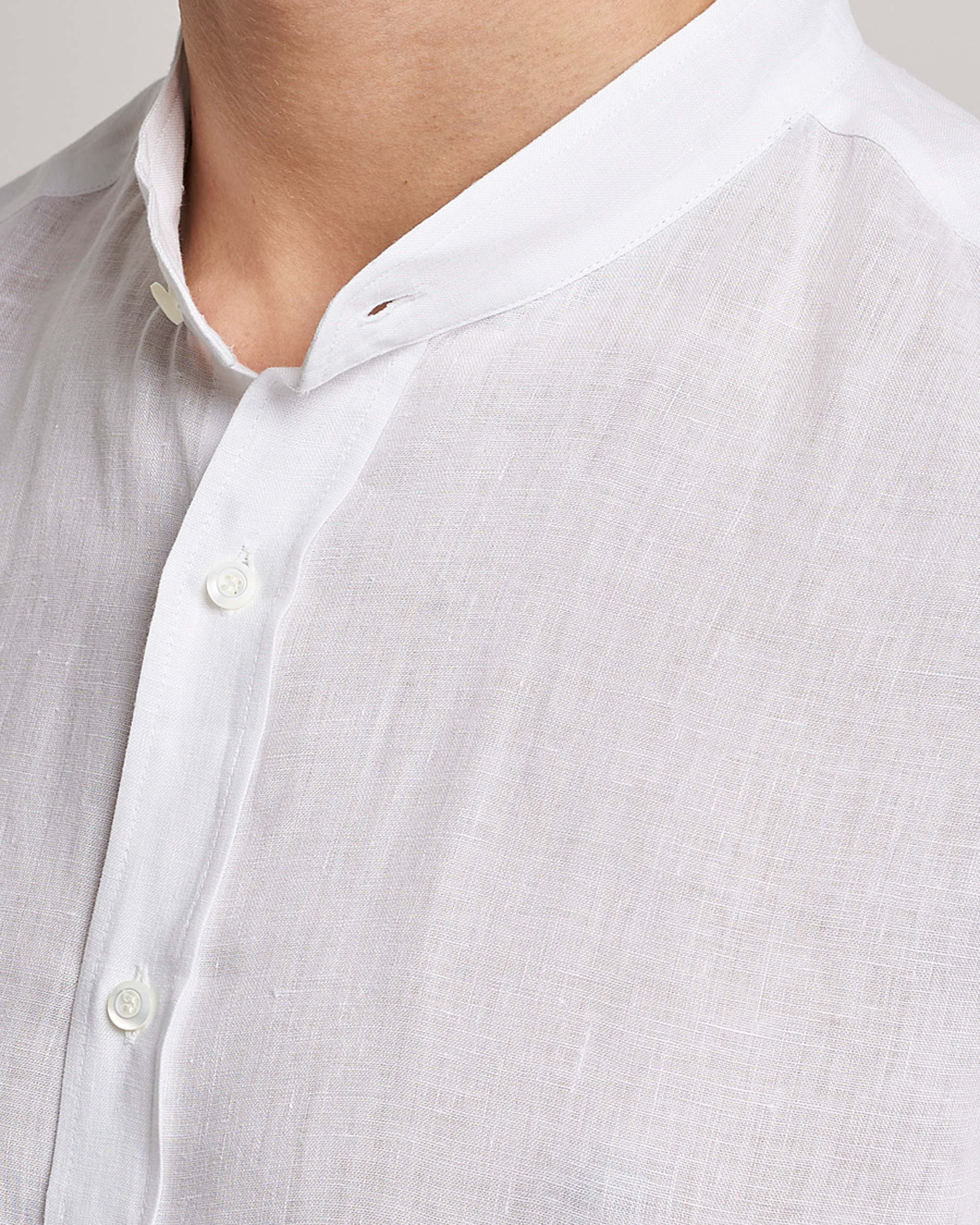 Herr | Skjortor | Brunello Cucinelli | Linen Guru Collar Shirt White