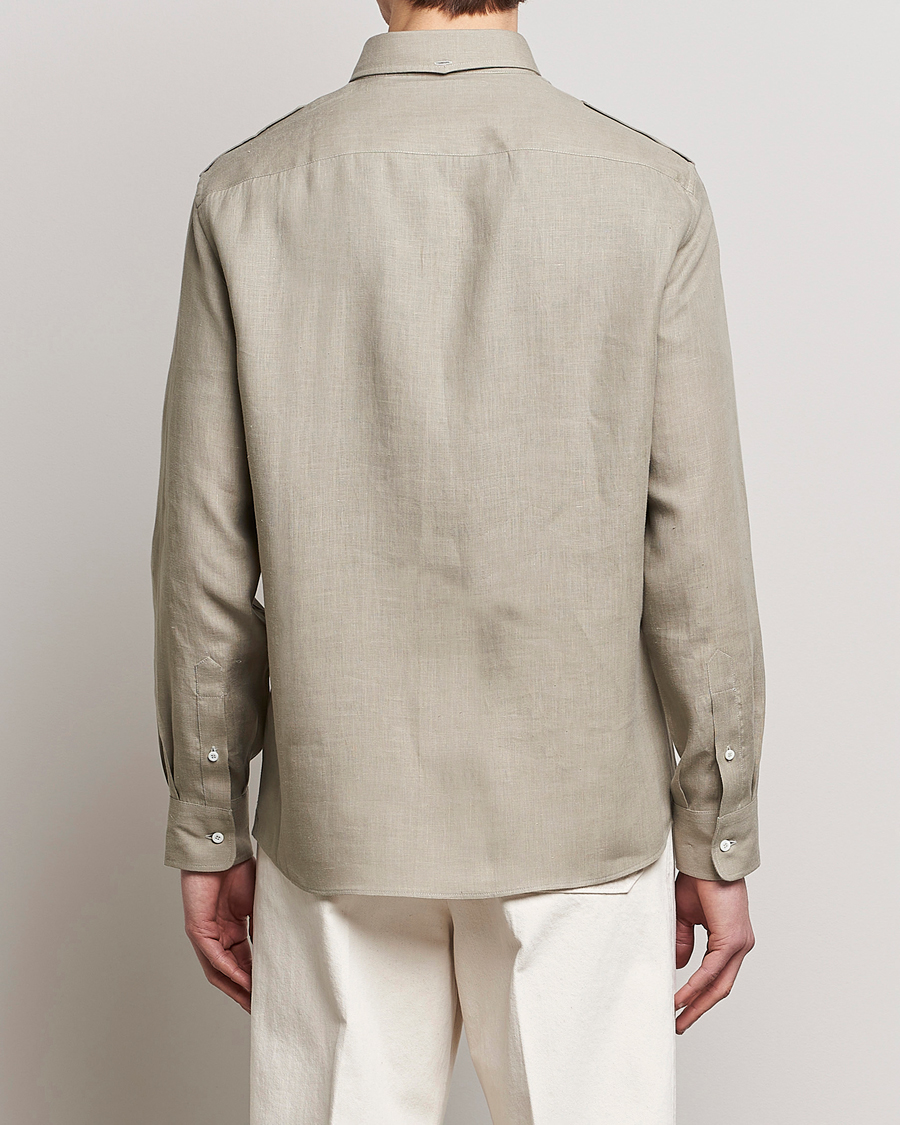 Herr | Skjortor | Brunello Cucinelli | Linen Canapa Safari Shirt Olive