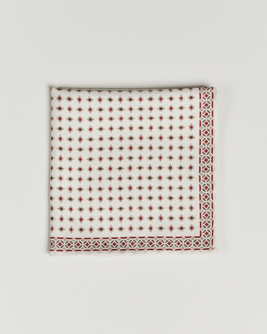 Herr | Brunello Cucinelli Silk Pocket Square White/Red | Brunello Cucinelli | Silk Pocket Square White/Red