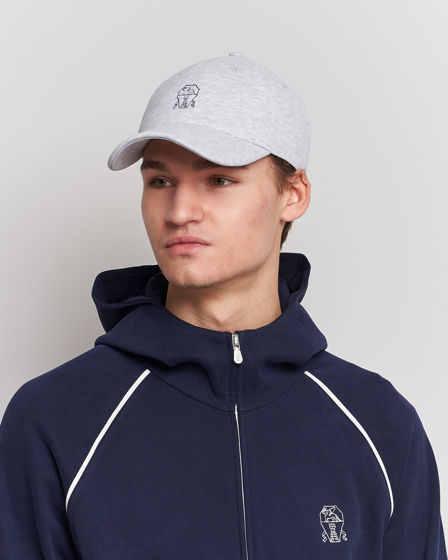 Herr | Brunello Cucinelli Peach Baseball Cap Light Grey | Brunello Cucinelli | Peach Baseball Cap Light Grey