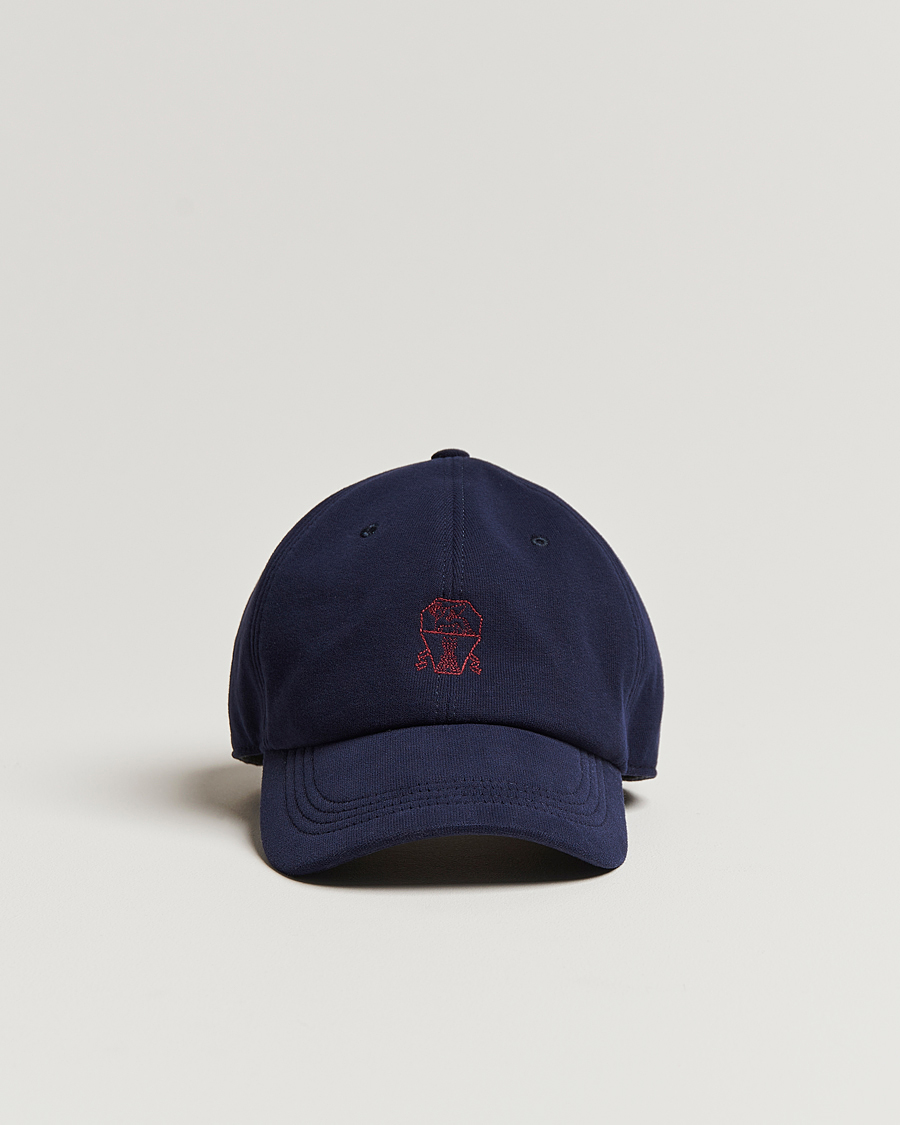 Herr | Brunello Cucinelli Peach Baseball Cap Navy | Brunello Cucinelli | Peach Baseball Cap Navy