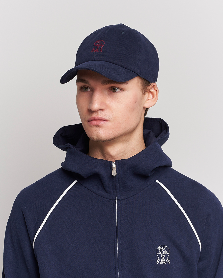 Herr | Brunello Cucinelli Peach Baseball Cap Navy | Brunello Cucinelli | Peach Baseball Cap Navy