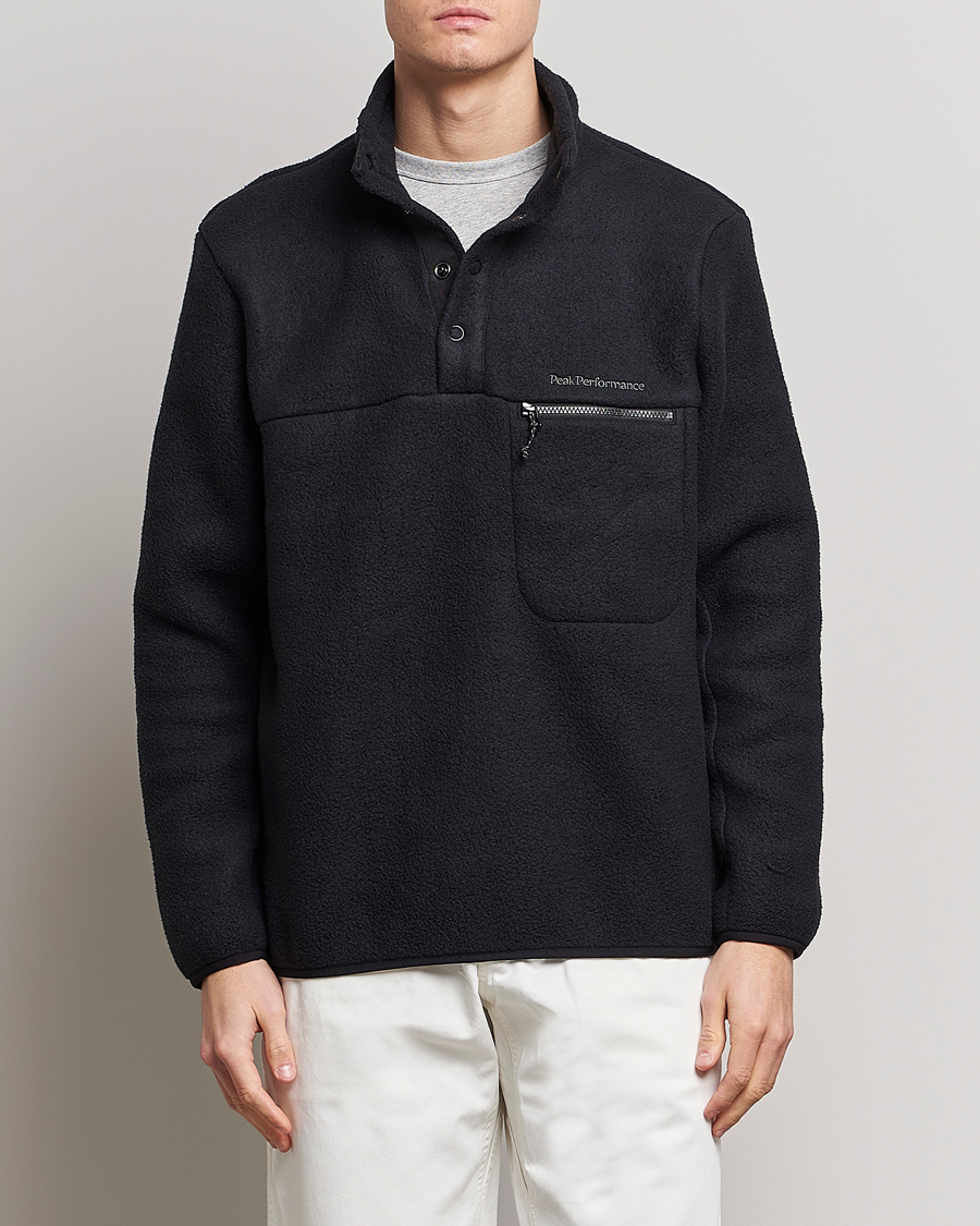 Herr | Tröjor | Peak Performance | Fleece Snap Sweater Black