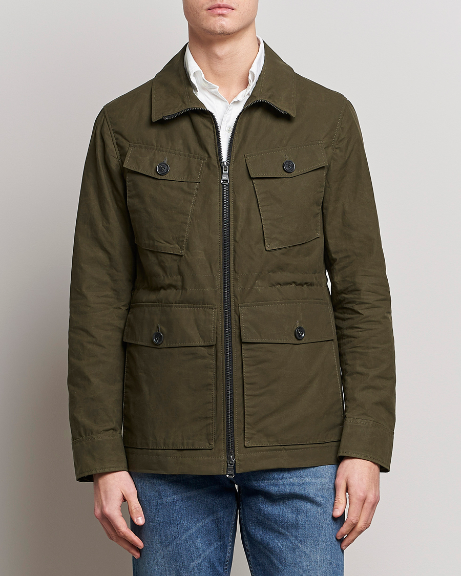 Herr | Field jackets | Oscar Jacobson | Balder Waxed Field Jacket Dark Green