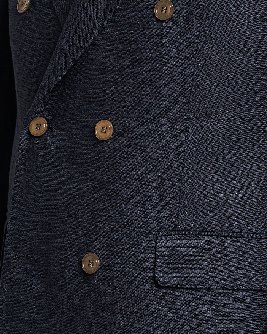 Herr | Kavajer | Oscar Jacobson | Farris Double Breasted Linen Blazer Navy