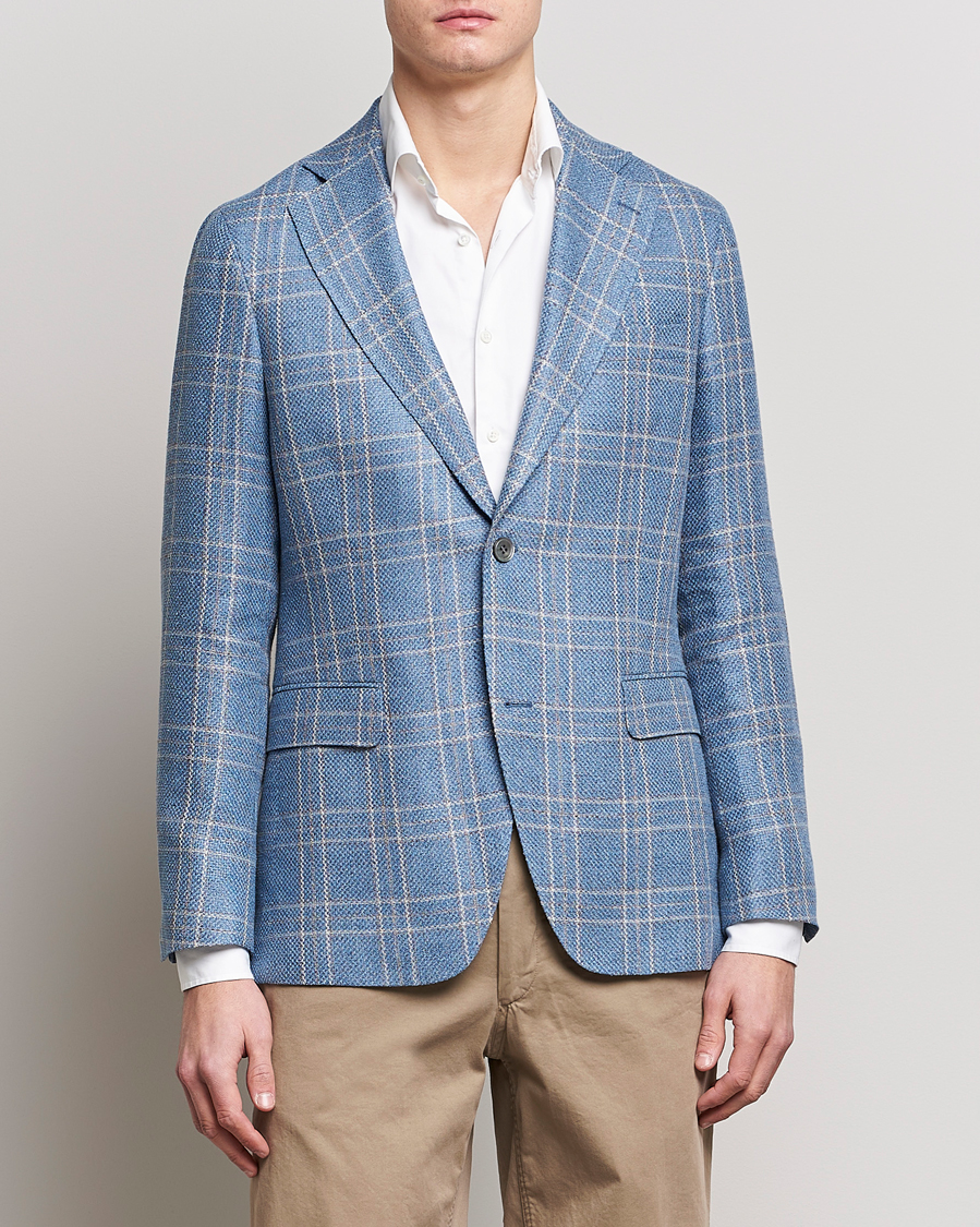 Herr |  | Oscar Jacobson | Fogerty Soft Cotton/Linen/Wool Blazer Light Blue