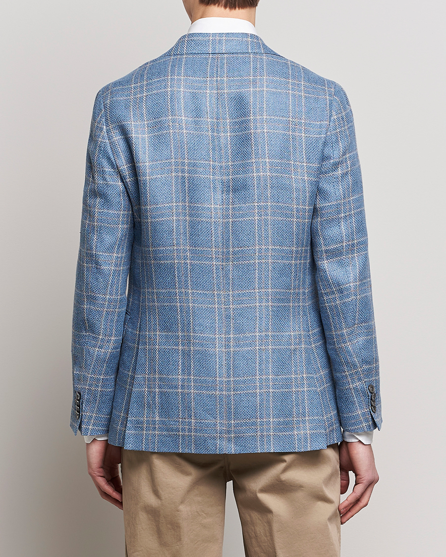 Herr | Kavajer | Oscar Jacobson | Fogerty Soft Cotton/Linen/Wool Blazer Light Blue