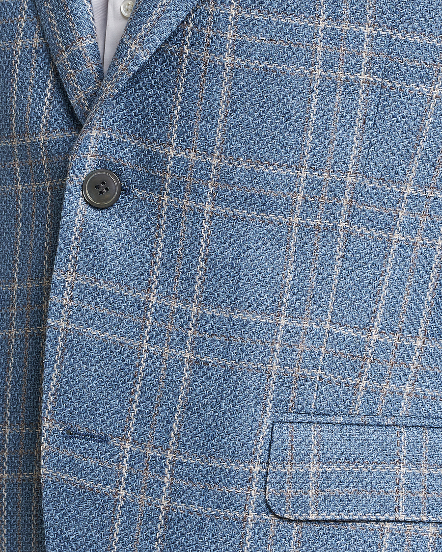 Herr | Kavajer | Oscar Jacobson | Fogerty Soft Cotton/Linen/Wool Blazer Light Blue