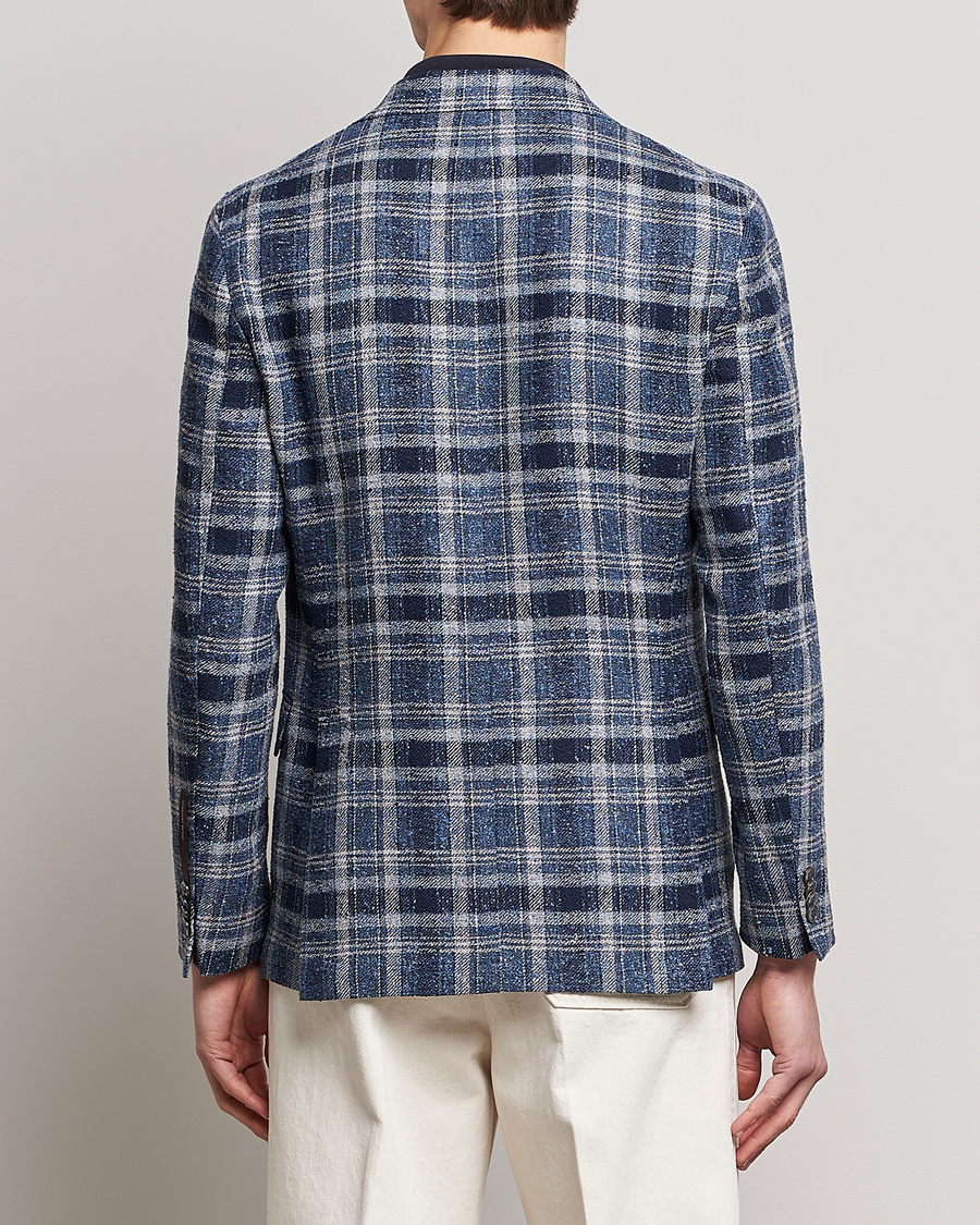 Herr | Kavajer | Oscar Jacobson | Ferry Soft Checked Linen Blazer Blue