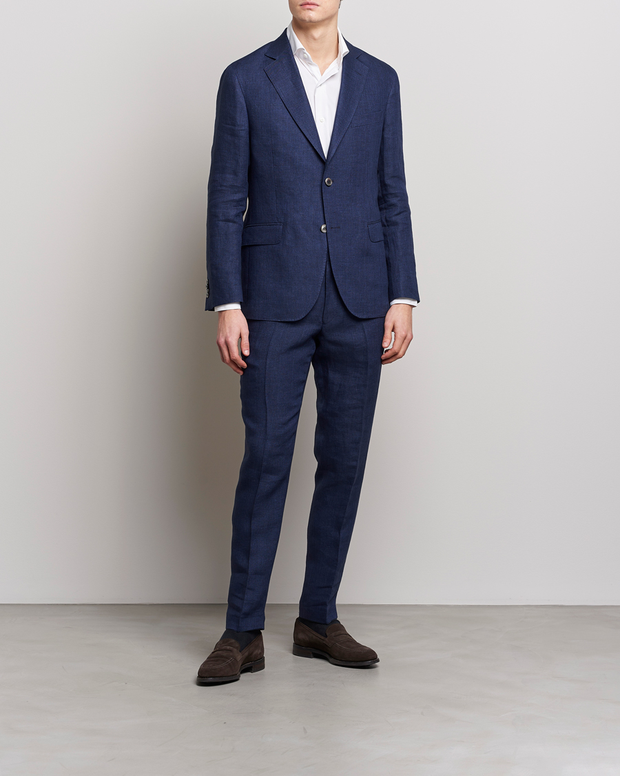 Herr | Kavajer | Oscar Jacobson | Ferry Soft Linen Blazer Navy