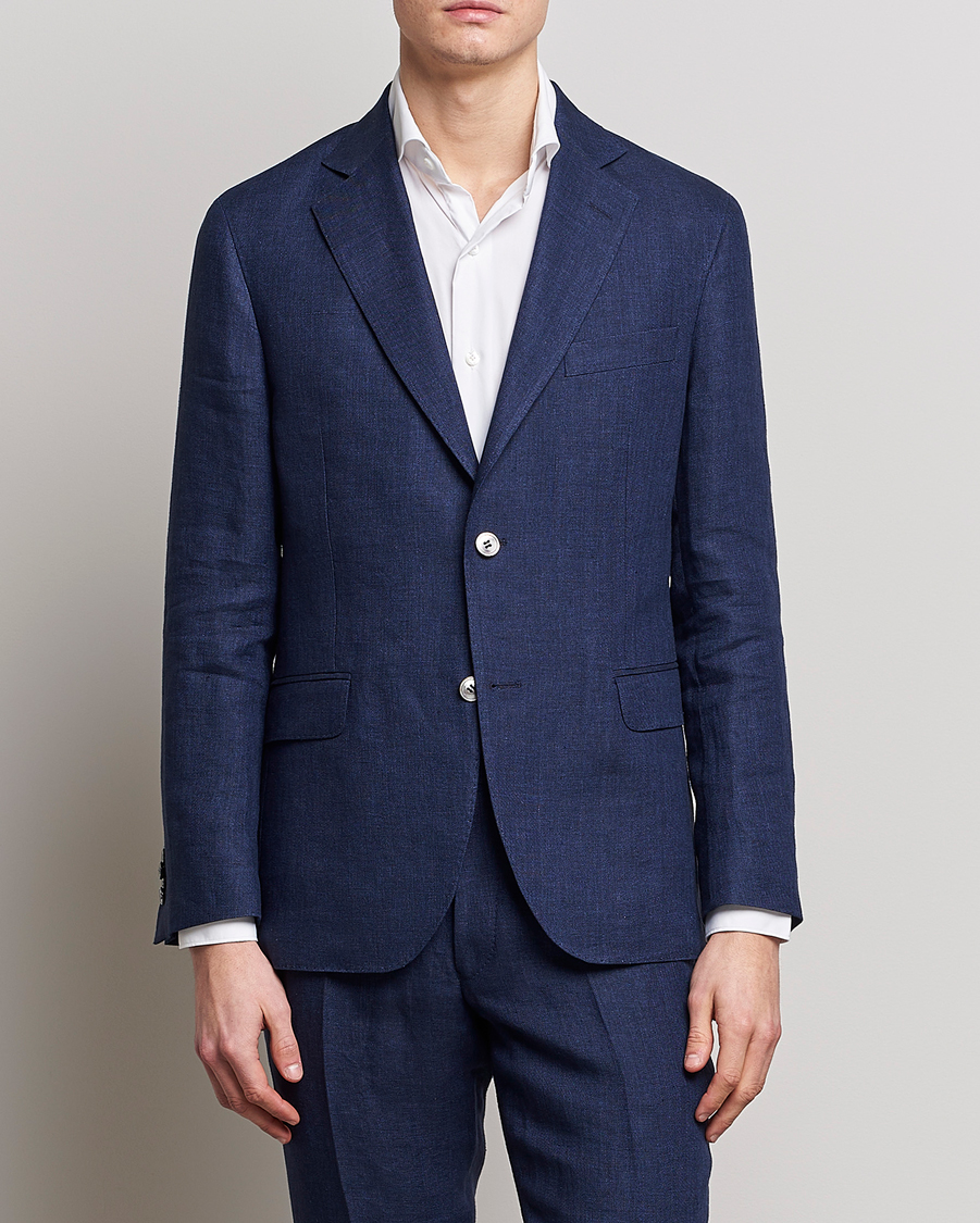 Herr | Kavajer | Oscar Jacobson | Ferry Soft Linen Blazer Navy