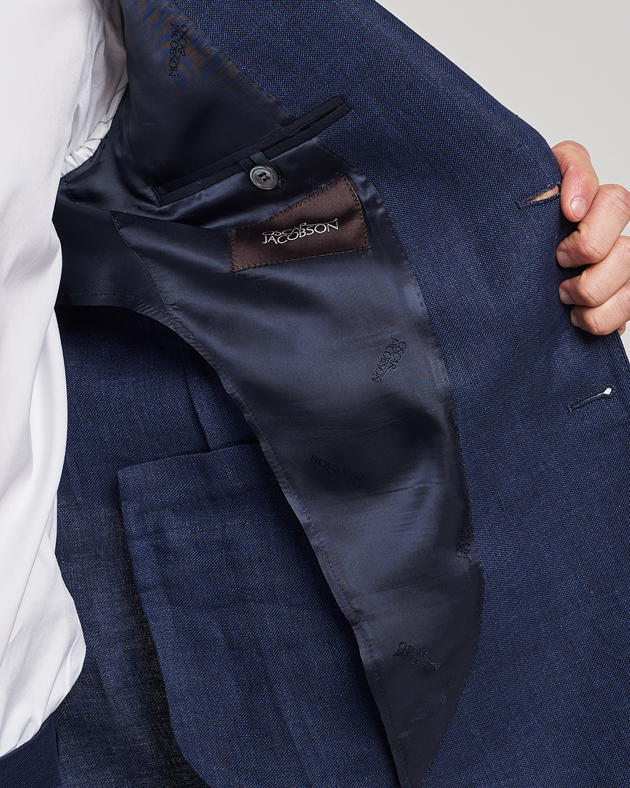 Herr | Kavajer | Oscar Jacobson | Ferry Soft Linen Blazer Navy