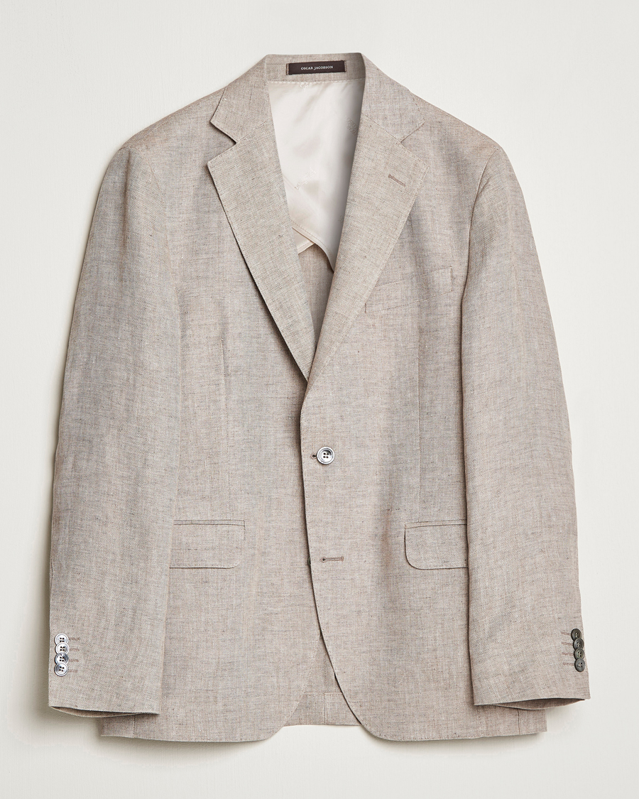 Herr | Kavajer | Oscar Jacobson | Ferry Soft Linen Blazer Beige