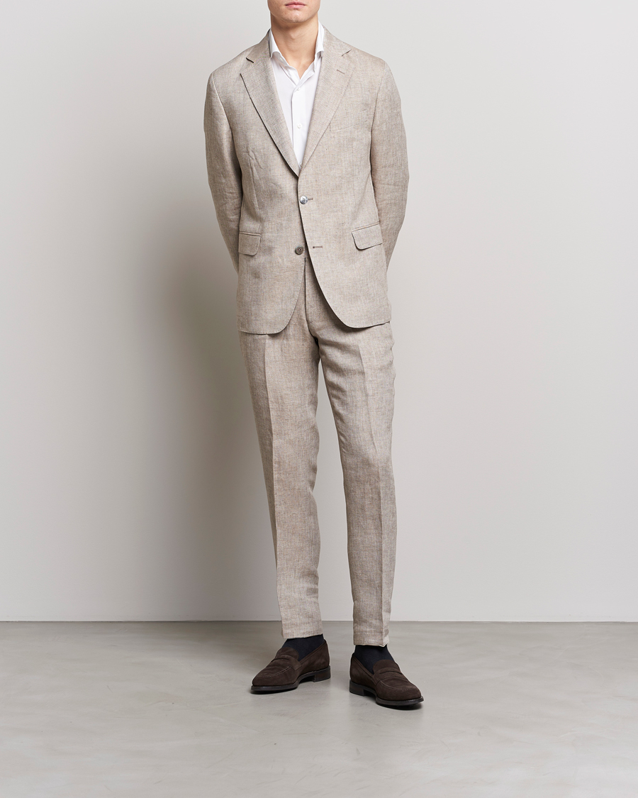 Herr | Kavajer | Oscar Jacobson | Ferry Soft Linen Blazer Beige
