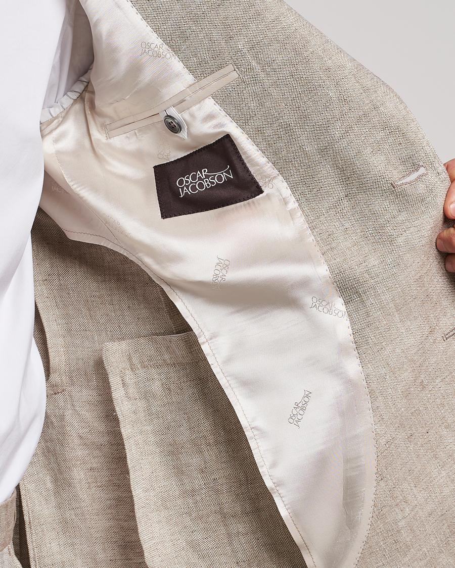 Herr | Kavajer | Oscar Jacobson | Ferry Soft Linen Blazer Beige
