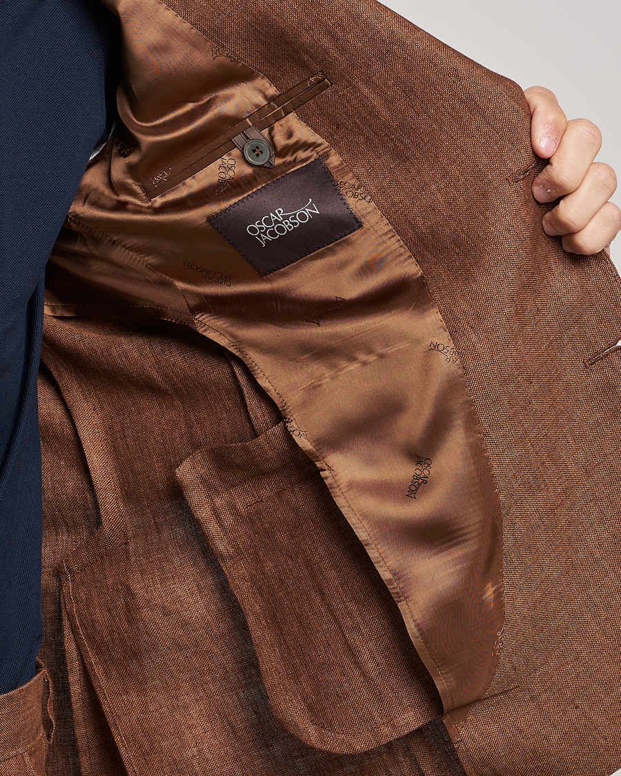 Herr | Kavajer | Oscar Jacobson | Ferry Soft Linen Blazer Brown