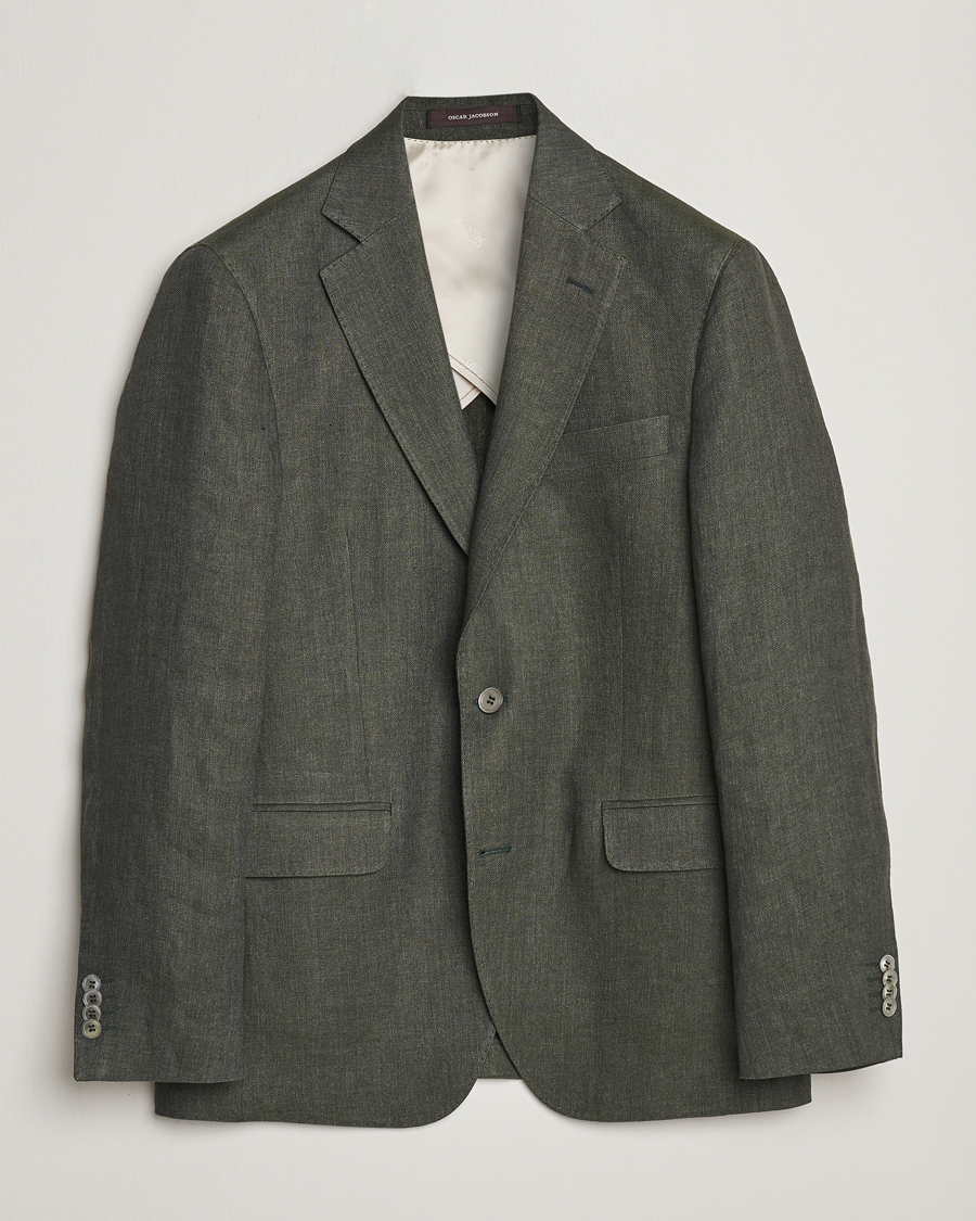 Herr | Kavajer | Oscar Jacobson | Ferry Soft Linen Blazer Green