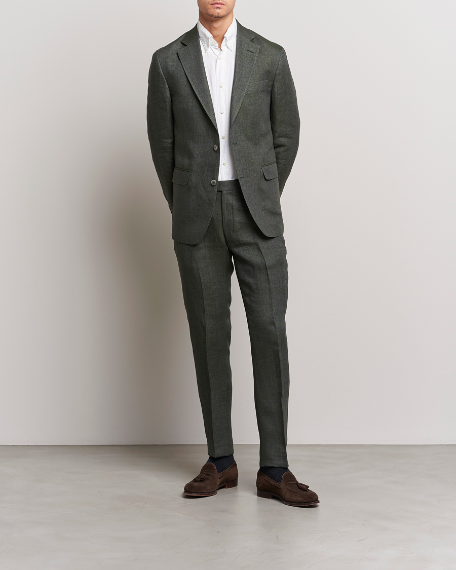 Herr | Kavajer | Oscar Jacobson | Ferry Soft Linen Blazer Green