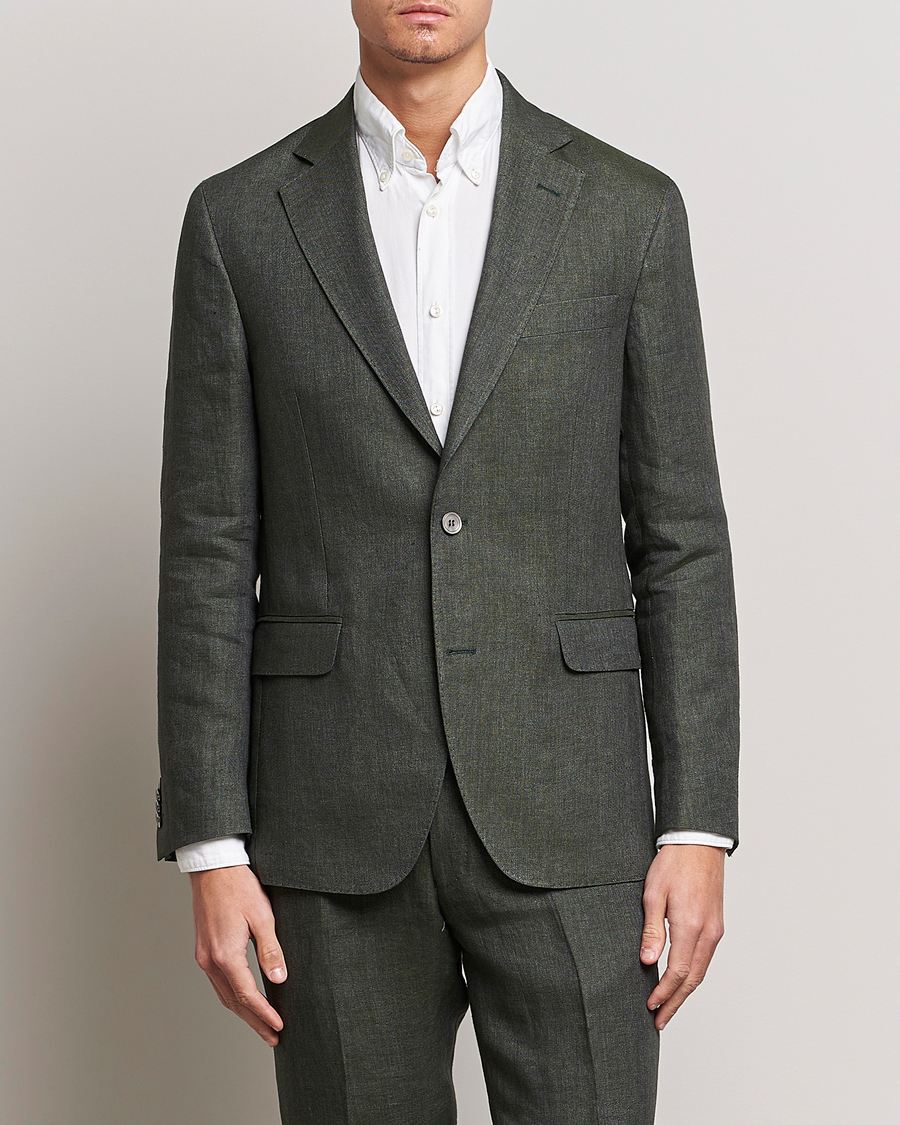 Herr | Kavajer | Oscar Jacobson | Ferry Soft Linen Blazer Green