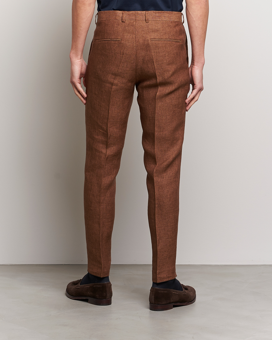 Herr | Byxor | Oscar Jacobson | Denz Linen Trousers Brown