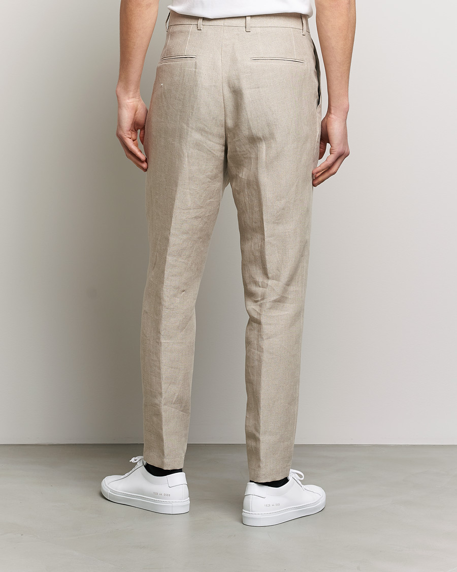 Herr | Byxor | Oscar Jacobson | Delon Linen Trousers Beige