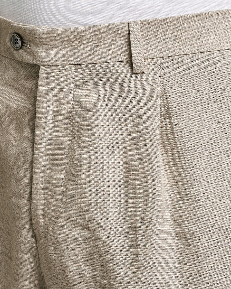 Herr | Byxor | Oscar Jacobson | Delon Linen Trousers Beige