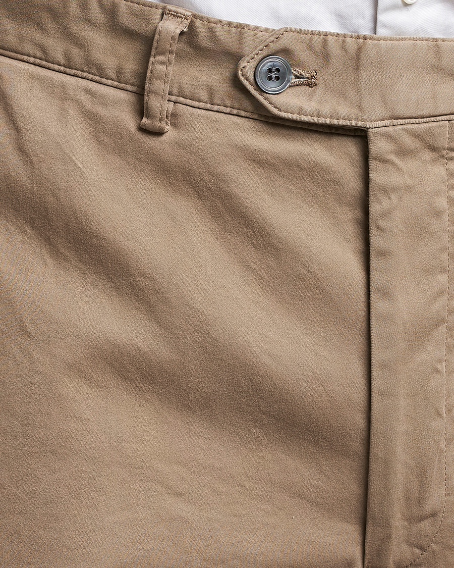 Herr | Byxor | Oscar Jacobson | Tanker Pleat Cotton Trousers Beige